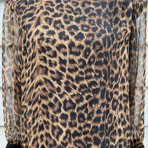 ***Chez California Vintage Tandy Cheetah Printed Dress Sequins Hem/Cuff (D) - Picture 3 of 10